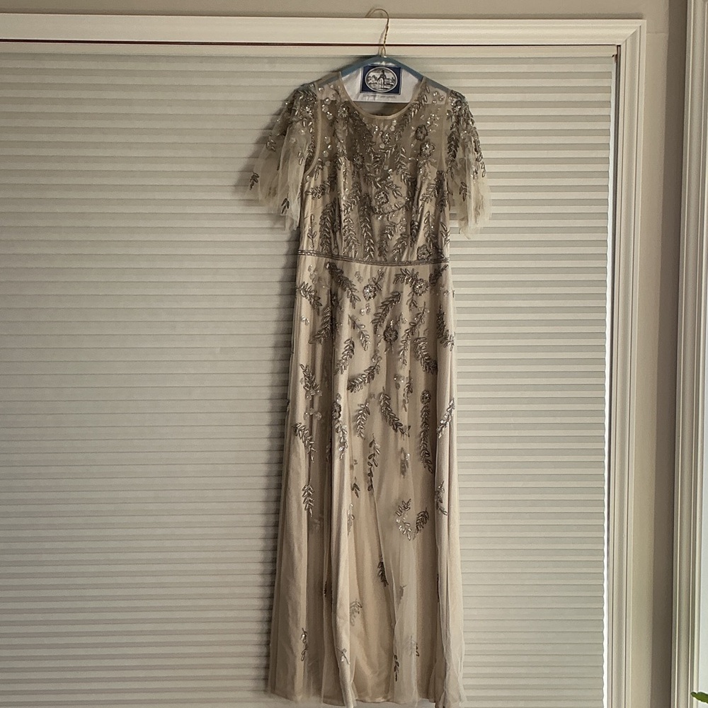 Thalia Sodi Cream and Silver Embellished Wedding Dress